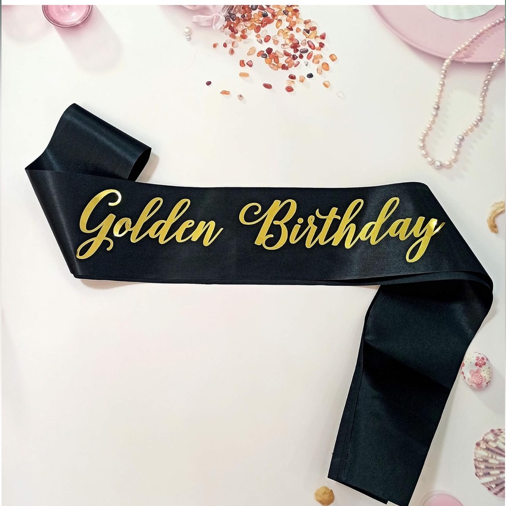 Golden Birthday Sash Black and Gold